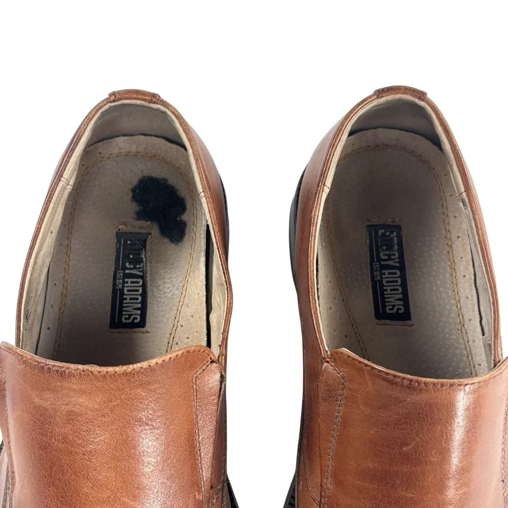 Stacy Adams Brown Loafers Cognac 24363-221 Slip On Dress Shoes‎ Square Sz 10